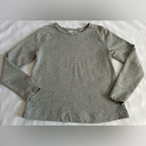 Ann Taylor LOFT Gray Sweatshirt with Embroidered Constellation Pattern Size M